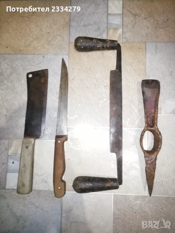Антични сатър, нож, масат, рукан, копач. , снимка 1
