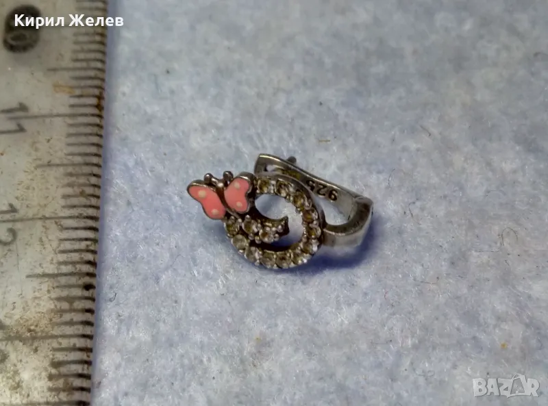 ФИГУРАЛНА АНГЛИЙСКА ЕМАЙЛИРАНА СКЪПОЦЕННА СРЕБЪРНА ОБЕЦА ПЕПЕРУДКА СРЕБРО S925  РЪЧНА РАБОТА 47543, снимка 1