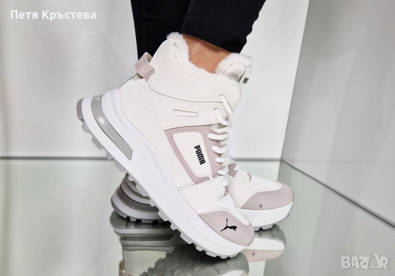 Puma Зимни Бели Стилни Дамски Боти , снимка 1