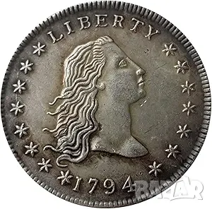 Рядък американски долар Flowing Hair от 1794г, снимка 1
