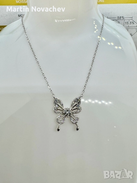 Сребърно колие с мойсанит (Диамант) 0.5 карата, снимка 1