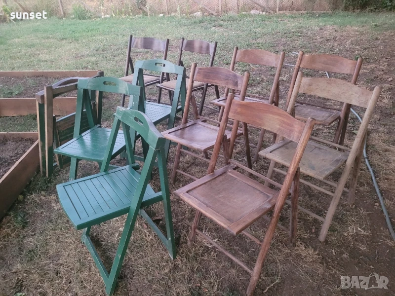 сгъваеми дървени градински столове- различни модели, за тераса и градина, снимка 1
