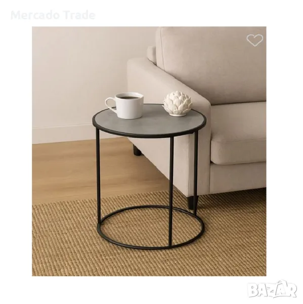 Декоративна масичка Mercado Trade, Кръгла, Помощна, Черна, снимка 1