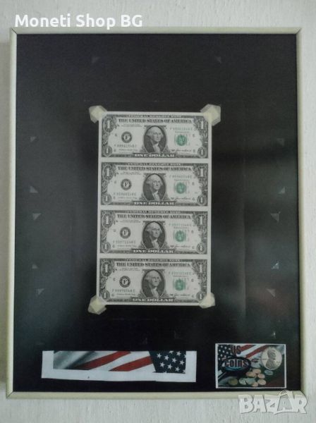 Уникално пано от 4бр. банкноти 1 долара , снимка 1