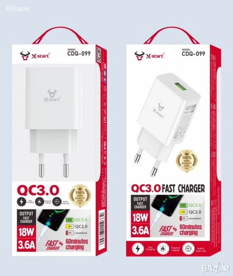 Бързо единично USB зарядно устройство, снимка 1