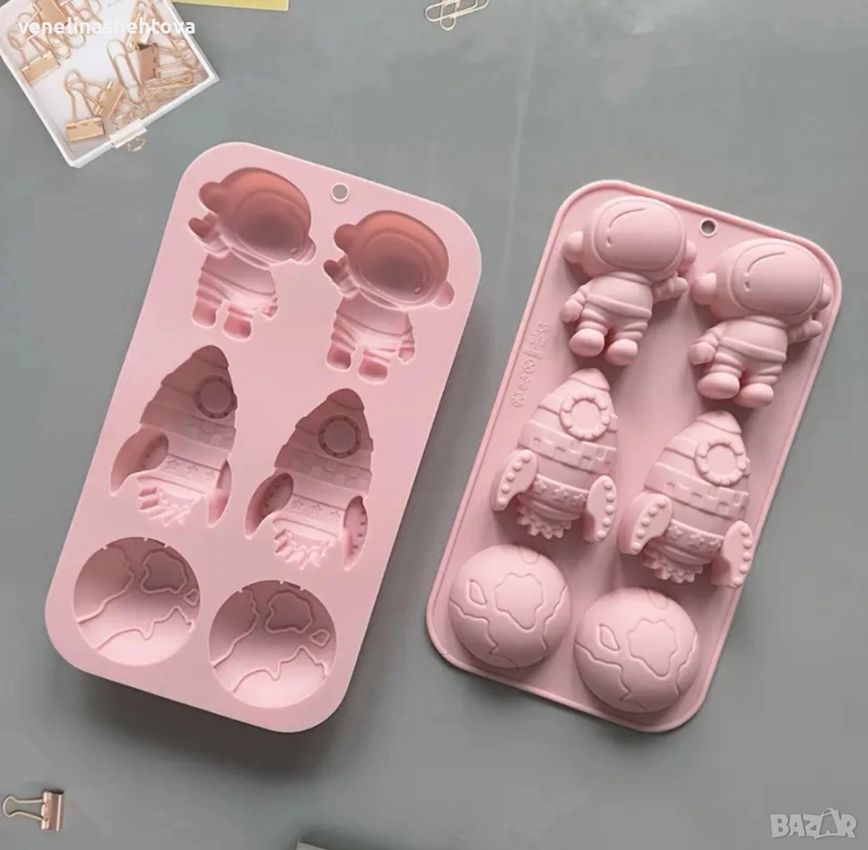 Ракета астронавт космос силиконов молд форма сапун фондан шоколад гипс декорация торта , снимка 1