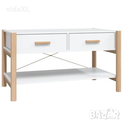 vidaXL Кафе маса, бяла, 82x48x45 см, инженерно дърво（SKU:345663, снимка 1