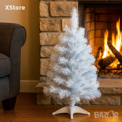 Елегантна елха в бял и син цвят 60 см – Стилна празнична декорация