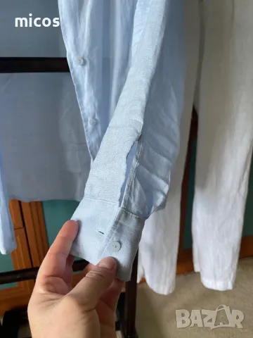 80 лв до 30.07!Massimo Dutti,лен100%,нежно синя риза, снимка 10 - Ризи - 50385907