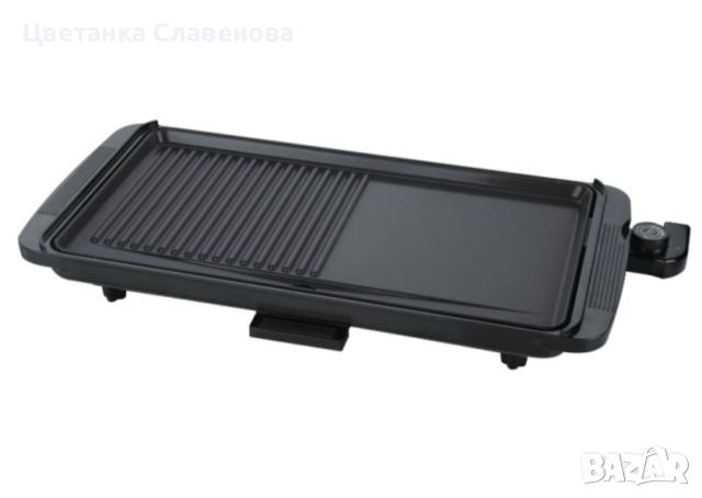 Електрическа скара Rosberg  2000W, 49x26.5 см, 2 зони, Незалепваща, Черен, снимка 1 - Скари - 46362754