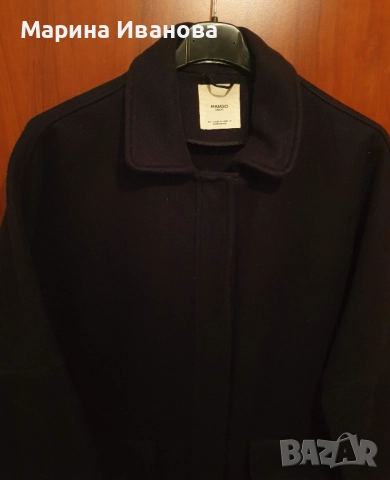 Дамско черно палто Mango - S, снимка 2 - Палта, манта - 52950498