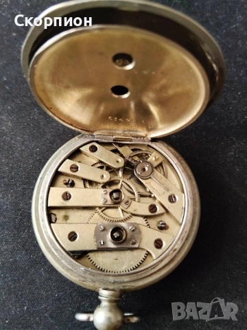 Швейцарски джобен часовник 1900г. с посребрени капаци - с ключе - ПЕРФЕКТЕН - ПРОМОЦИЯ, снимка 9 - Джобни - 48835833