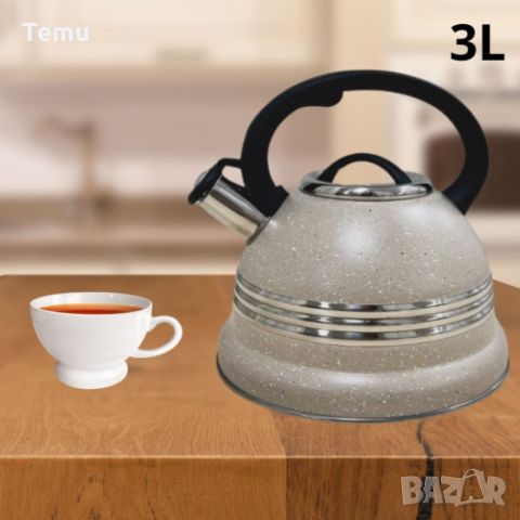 Луксозен чайник от неръждаема стомана и мраморно покритие, 3L, снимка 3 - Аксесоари за кухня - 46420204