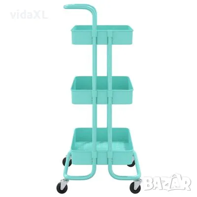 vidaXL Кухненска количка, 3 нива, тюркоаз, 42x35x85 см, желязо и ABS（SKU:336338）, снимка 3 - Други - 48672718