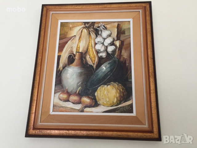 Картина „Натюрморт“ , маслени бои, художник Стефан Карагьозов , снимка 2 - Картини - 51566472
