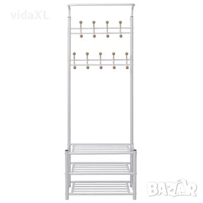 vidaXL Щендер за дрехи със стелажи за обувки, 68x32x182,5 см, бял（SKU:243727, снимка 3 - Други - 48053058