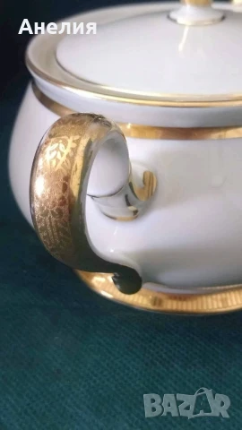 Комплект захарница и каничка със златен кант, снимка 4 - Други - 50931226