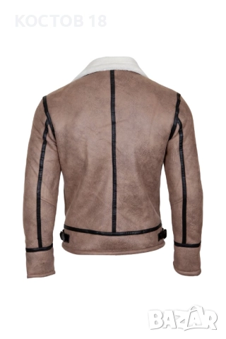 Мъжко зимно яке от набук - 3484 кремав, снимка 3 - Якета - 51835571