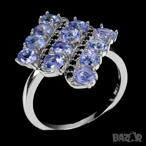 925 сребърен пръстени с кианит, нефрит, аквамарин, гранат,  подходящи за подарък, снимка 10 - Пръстени - 51769200