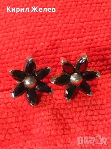 ФЛОРАЛНИ СКЪПОЦЕННИ СРЕБЪРНИ ОБЕЦИ МАРГАРИТКИ РОДИРАНО СРЕБРО 925 с ФАСЕТИРАН ЧЕРЕН ТУРМАЛИН 42320, снимка 13 - Обеци - 50136131