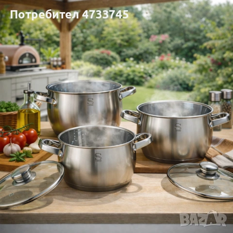 Комплект тенджери Swissgold EMMIE (SG-18099) – 3 броя с 5-слойно капсуловано дъно, снимка 13 - Съдове за готвене - 53438052