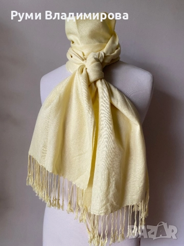 Светлозелен и бледожълт шал/ различни видове, снимка 7 - Шалове - 50106959