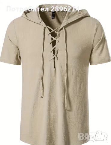 Мъжка блуза,къс ръкав и качулка. Размер L , снимка 1