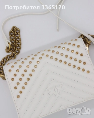 Мини чанта Pinko Love с капси - Бяла, снимка 3 - Чанти - 54172896