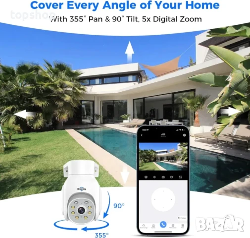 Нова, тествана система за видеонаблюдение Hiseeu 4бр. 5MP PTZ камери, 10'' монитор, 10CH NVR с 1TB.., снимка 8 - Комплекти за видеонаблюдение - 50502572