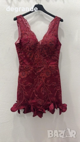 Стилна дамска рокля в цвят бордо, снимка 2 - Рокли - 53657988