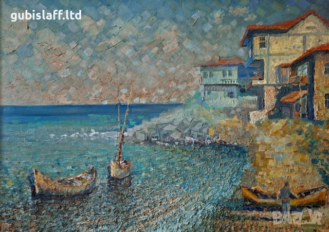 Картина "Созопол", худ. Димитър Михайлов, 1980 г., снимка 2 - Картини - 54125038