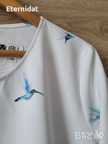 Елегантна блуза с колибри , снимка 4 - Блузи с дълъг ръкав и пуловери - 51795846