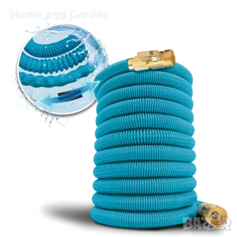 Гъвкав градински маркуч с медни накрайници — 5/15 м