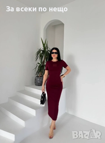 Miu Miu Дамска Рокля В Цвят Бордо Миу Миу Код BS-76, снимка 6 - Рокли - 51829037