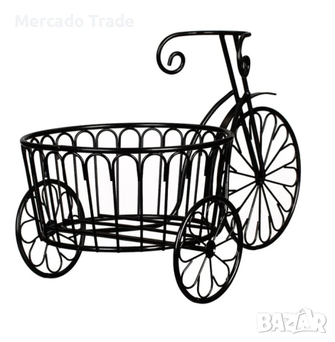 Декоративна поставка Mercado Trade, За саксия, Велосипед, Черен, снимка 3 - Декорация за дома - 50451104