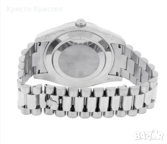 Мъжки луксозен часовник Rolex white gold Day Date II Presidential Black Roman Dial Wristwatch, снимка 2 - Мъжки - 46886976