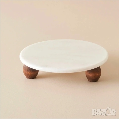 Плато за сервиране от мрамор и дърво / Поставка за маса 