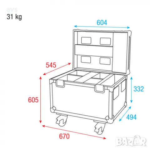 Кейс Showtec Case for 4x Phantom 65, снимка 4 - Други - 48831257