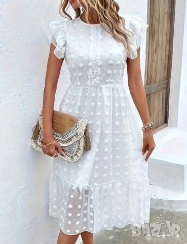 Бяла лятна рокля , снимка 1 - Рокли - 45154655