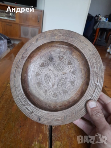 Стара декоративна дървена чиния, снимка 2 - Декорация за дома - 53335216
