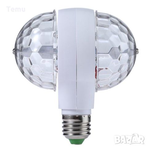 Диско LED лампа, въртяща се крушка - автоматично въртене с кристални топки, снимка 2 - Лед осветление - 45700602