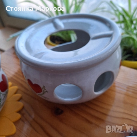 Керамичен комплект с нарисувани сърца, снимка 5 - Сервизи - 52637048