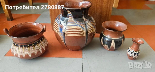 Вази от керамика с троянска шарка. Етно ретро 