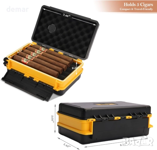 Пътен хумидор за 5 пури (50RG), преносим комплект с нож, стойка, хигрометър и овлажнител, снимка 5 - Други стоки за дома - 52735604