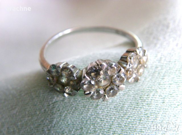 Френски сребърен пръстен с природни циркони, снимка 3 - Пръстени - 45888167