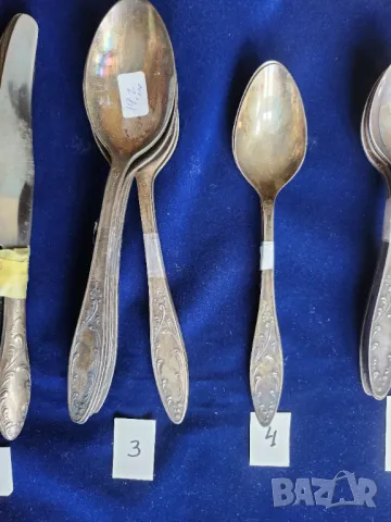 прибори от мелхиор, от мод."Пламя"= "Пламък", посребрени, СССР, отделни бройки и к-ти по 6 бр.от вид, снимка 3 - Прибори за хранене, готвене и сервиране - 50418901