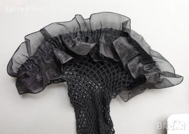 S/M нови черни мрежести чорапи с ластик, снимка 3 - Бельо - 52460028