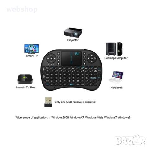2.4G мини безжична клавиатура с QWERTY тъчпад, преносима безжична с USB приемник, снимка 9 - Клавиатури и мишки - 45886597