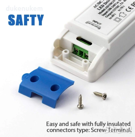 12V LED драйвер/трансформатор 60W 5A – стабилизирано захранване, снимка 4 - Лед осветление - 53163002