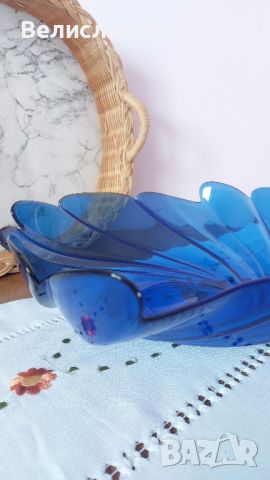 Винтидж фруктиера на Arcoroc в кобалтов син цвят , снимка 5 - Антикварни и старинни предмети - 45120405
